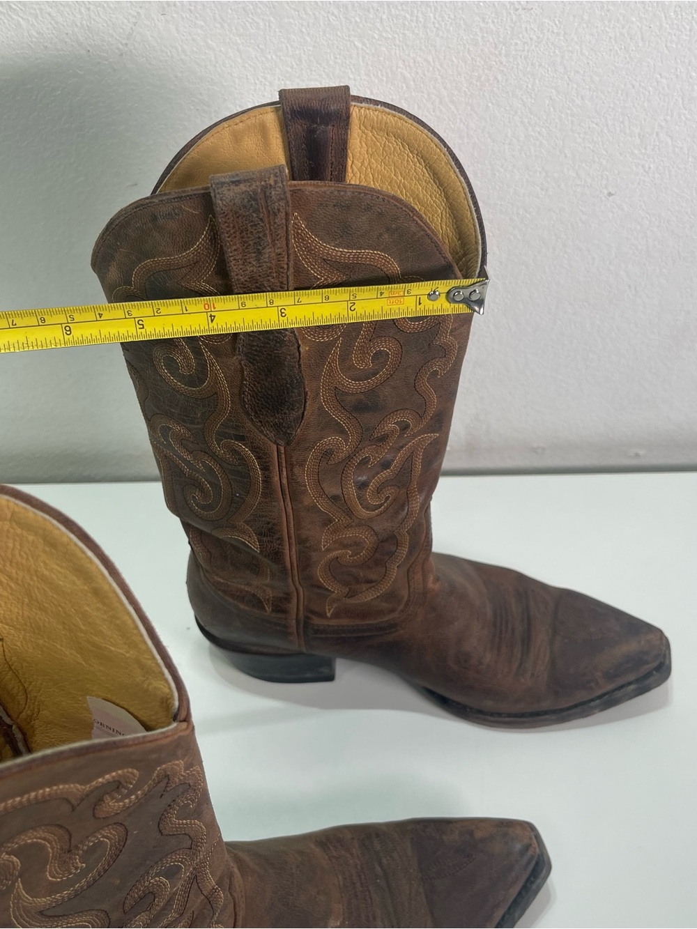 Cavenders Western Boots Women's 7 B Brown Leather Snip Toe Cowgirl Festival - Picture 4 of 9